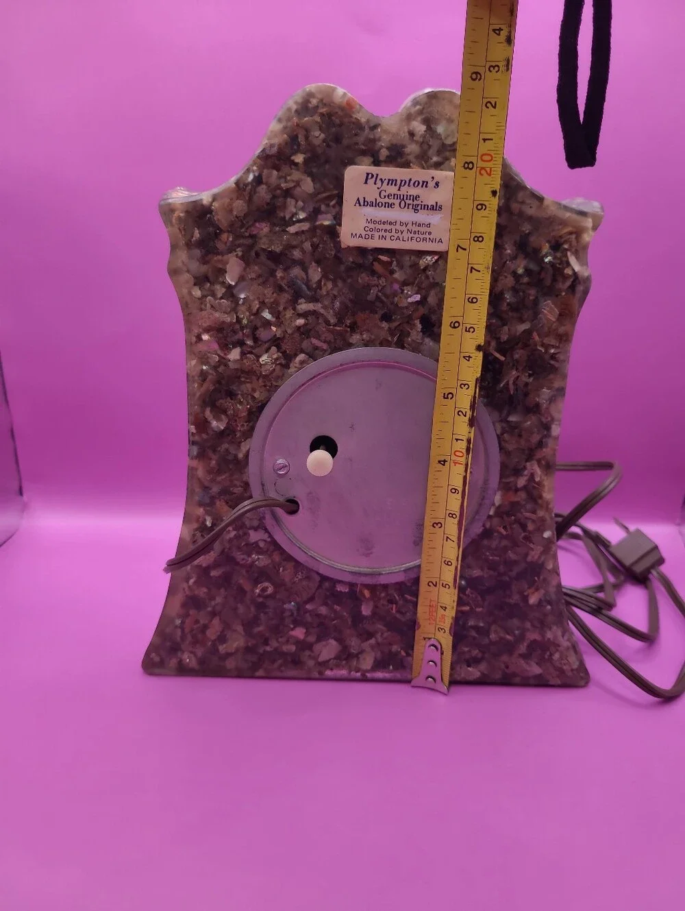 Vintage Plympton's Genuine 10”Abalone Shell Electric Mantle Clock NOT Working